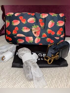 Kurt Geiger London Portobello Strawberry Print Flap Shoulder Bag Crossbody NWT